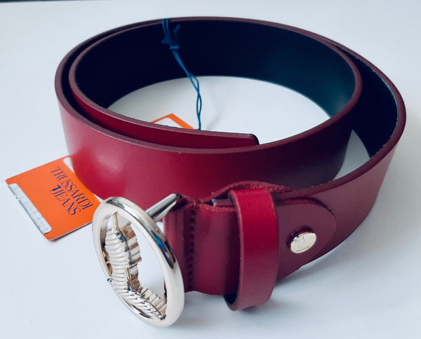 Trussardi belt Bordeaux ремень кожаный бордовый цвет 85/34